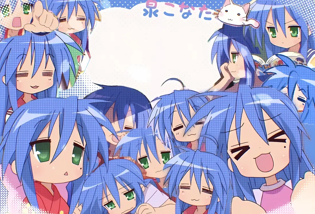 2k幸运星壁纸｜蓝发角色背景 - 泉此方「哲风壁纸」