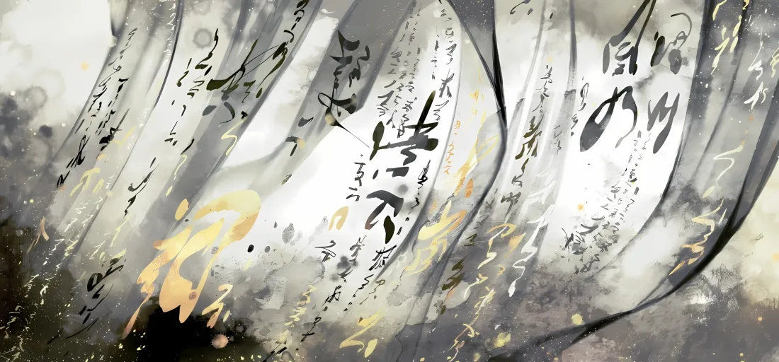 2k水墨金箔毛笔字壁纸｜国风背景 - 书法「哲风壁纸」