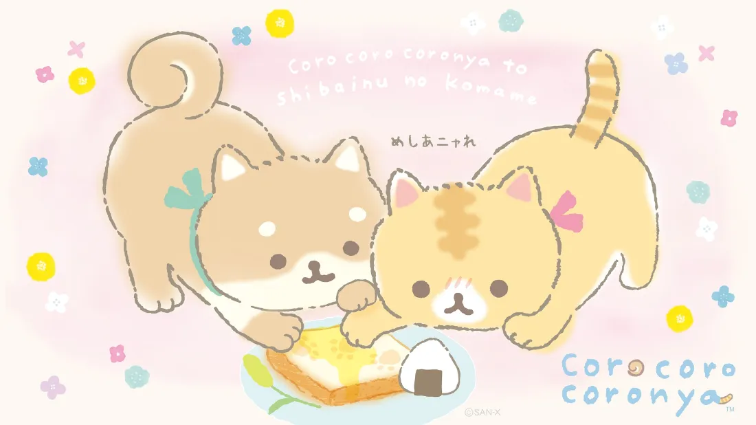 2kCorocoro Coronya壁纸｜可爱圆点背景 - 卡通小猫「哲风壁纸」