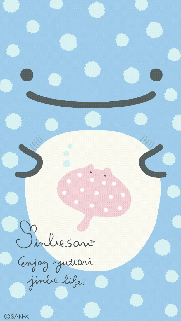 卡通蘑菇手机壁纸｜浅蓝圆点背景 - 可爱「哲风壁纸」