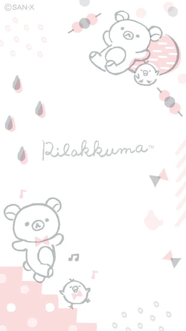 轻松熊手机壁纸｜粉色背景 - 涂鸦卡通「哲风壁纸」