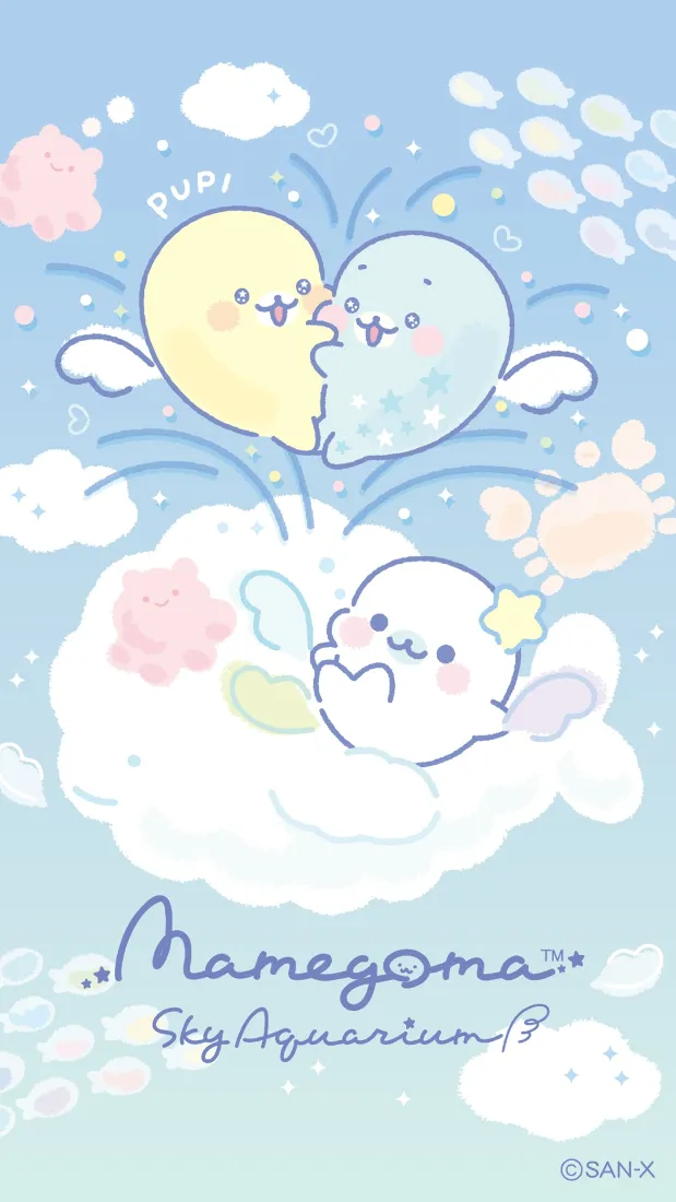 Mamegoma手机壁纸｜卡通可爱背景 - 云朵心形「哲风壁纸」