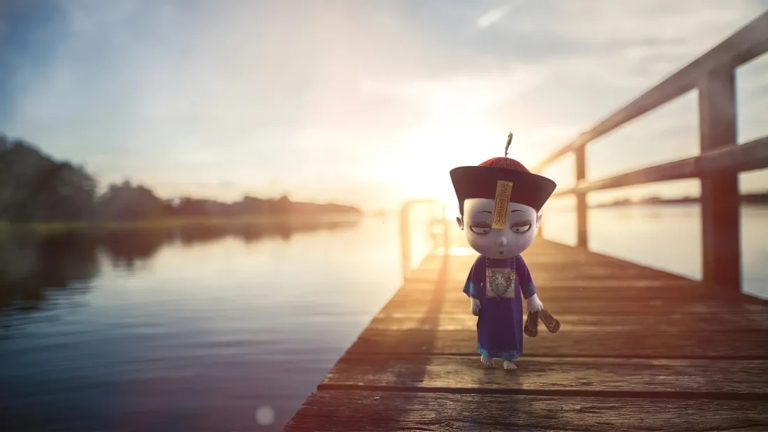 2k僵小鱼壁纸｜湖边栈道背景图 - 日落「哲风壁纸」