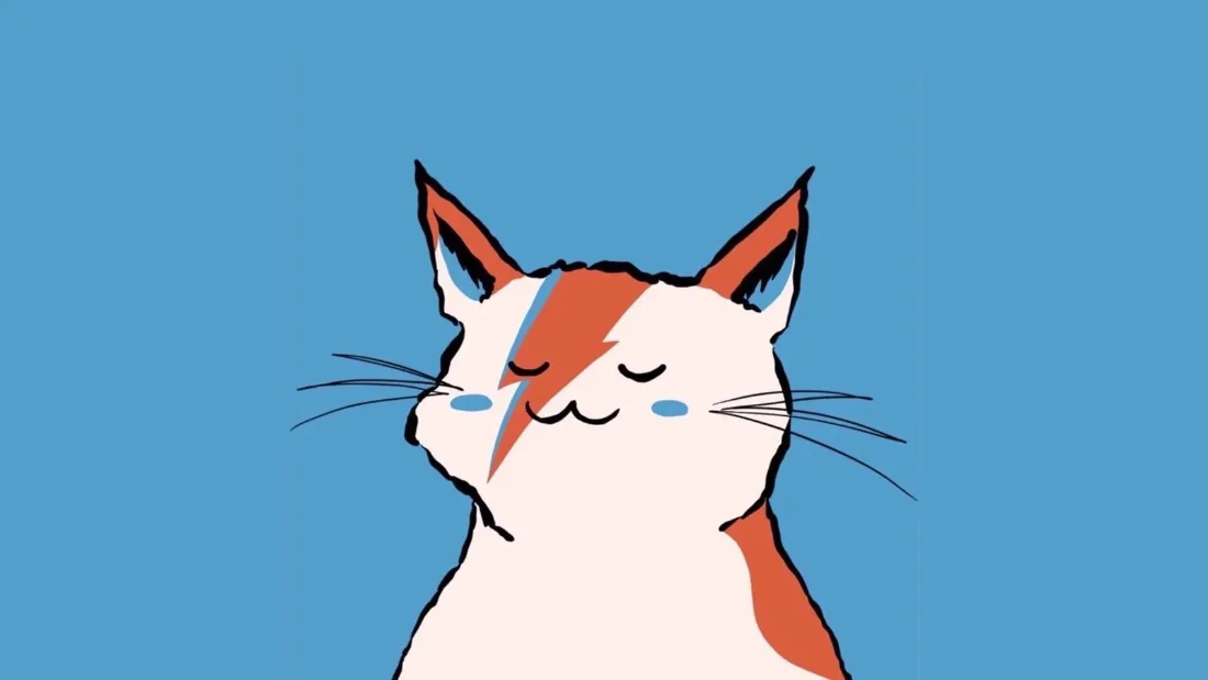 2k卡通猫壁纸｜蓝色背景 - 可爱橘白猫咪「哲风壁纸」