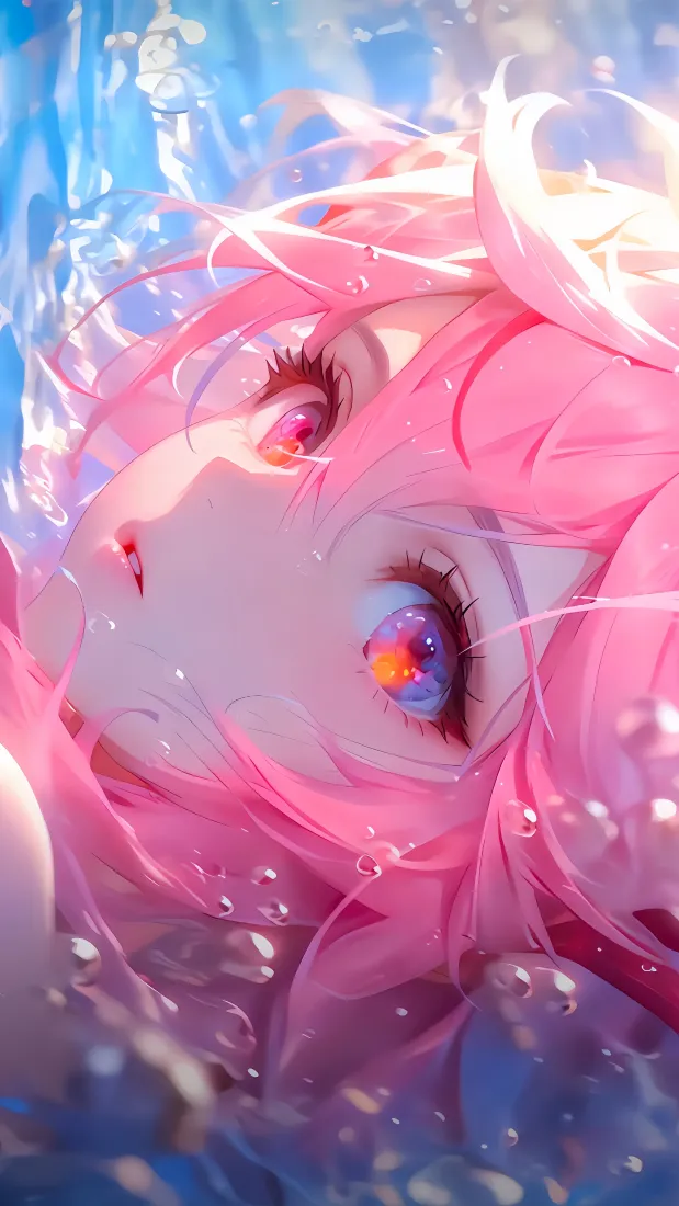 粉色头发少女手机壁纸｜海水背景 - 二次元「哲风壁纸」