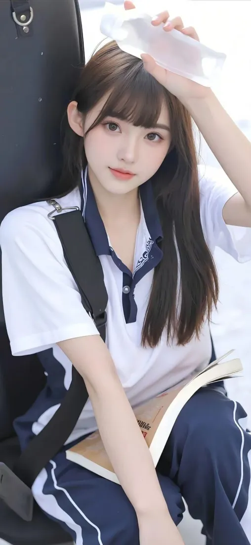 校服美女手机壁纸｜校园风背景图片 - 蓝白校服「哲风壁纸」