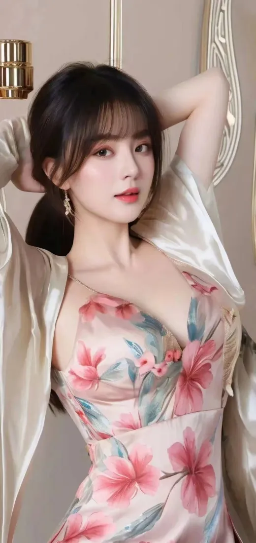 花裙美女手机壁纸｜室内背景图片 - 轻奢风「哲风壁纸」