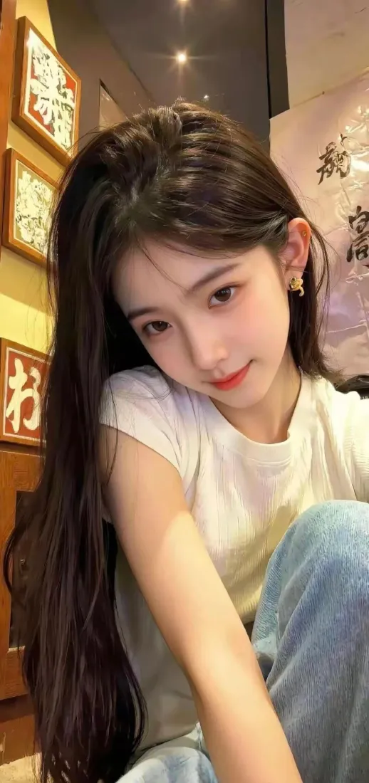 美女手机壁纸｜室内背景图片 - 白衣长发「哲风壁纸」