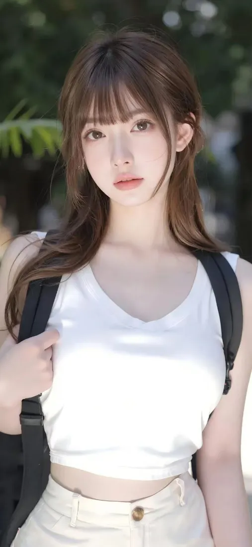 白衣美女手机壁纸｜户外背景 - 清新风「哲风壁纸」