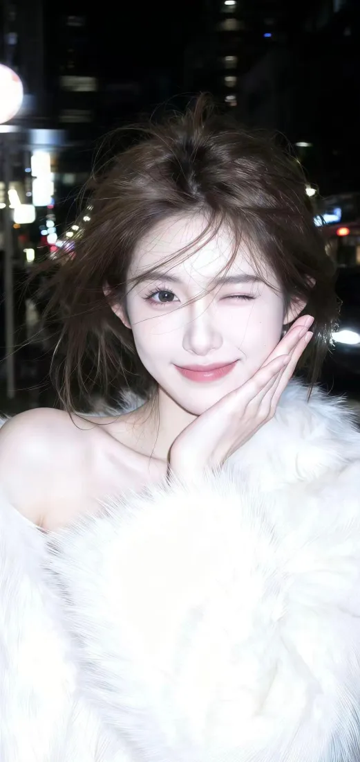 白衣美女手机壁纸｜夜景背景 - 甜美时尚「哲风壁纸」