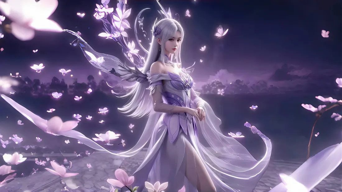 6k小医仙壁纸｜斗破苍穹 - 紫色古风花瓣「哲风壁纸」