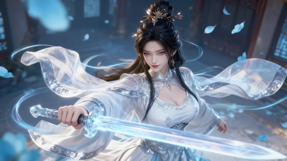 5k陆雪琪壁纸｜诛仙背景图片 - 白衣持剑「哲风壁纸」