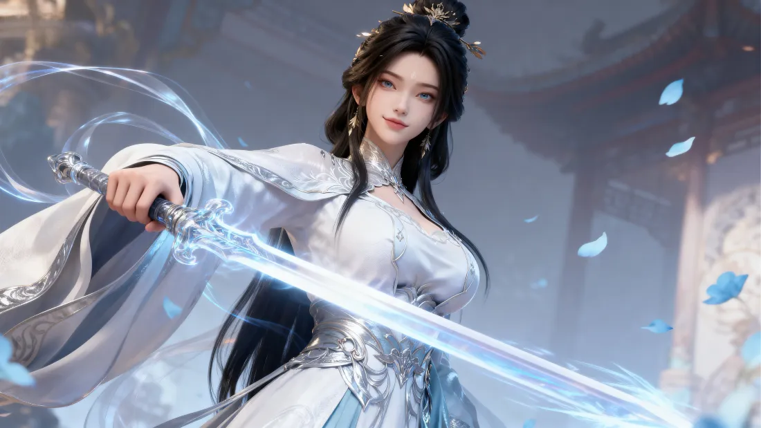 5k陆雪琪壁纸｜诛仙背景图片 - 白衣长剑仙侠「哲风壁纸」