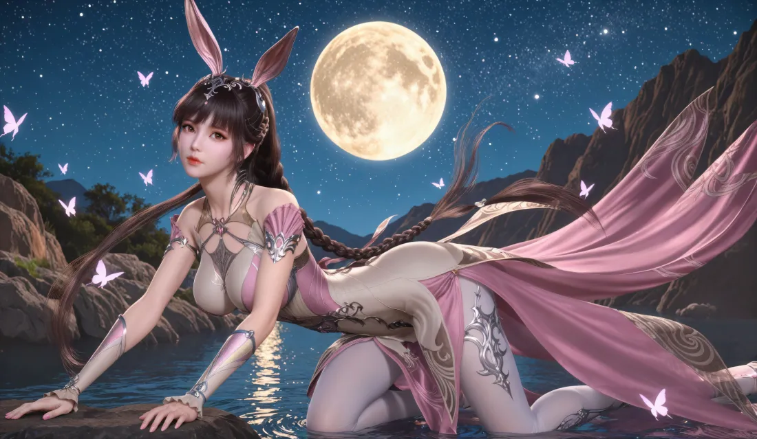 6k小舞壁纸｜斗罗大陆背景图 - 兔耳月亮蝴蝶「哲风壁纸」
