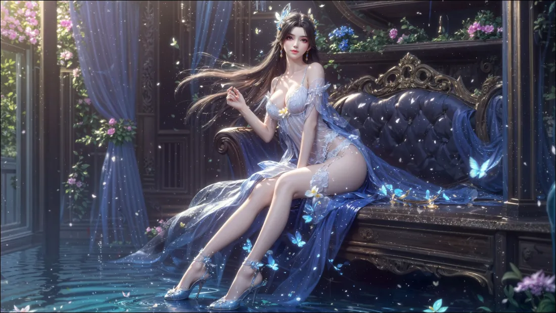 2k斗破苍穹曹颖壁纸｜蓝色纱裙 - 动漫美女「哲风壁纸」