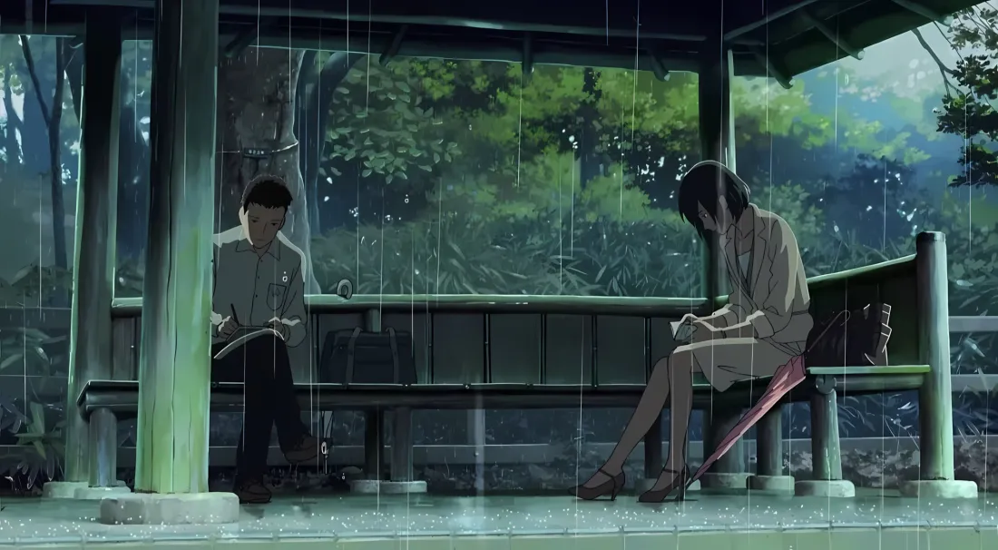 2k言叶之庭壁纸｜雨天亭子背景 - 秋月孝雄雪野百香里「哲风壁纸」