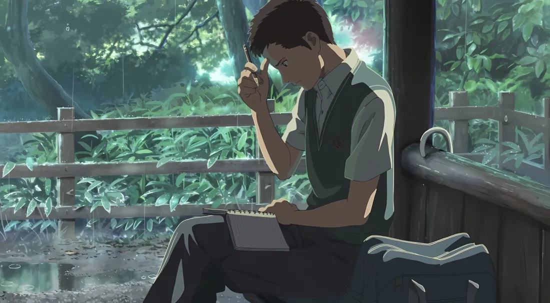 2k言叶之庭壁纸｜庭院背景图 - 秋月孝雄雨天写生「哲风壁纸」