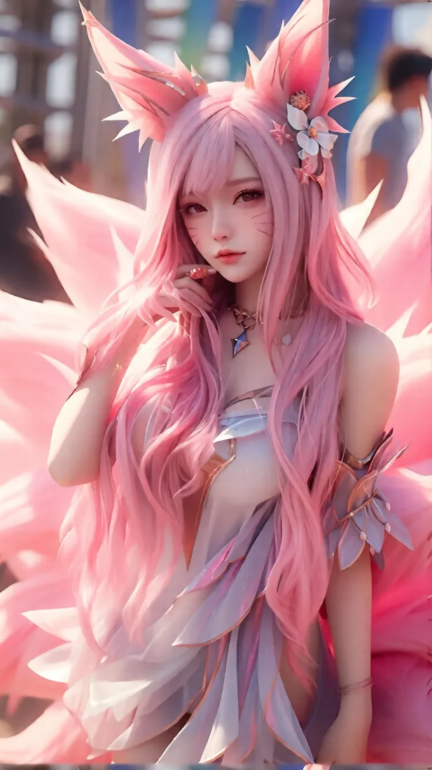 阿狸手机壁纸｜粉色九尾背景图片 - 二次元角色「哲风壁纸」