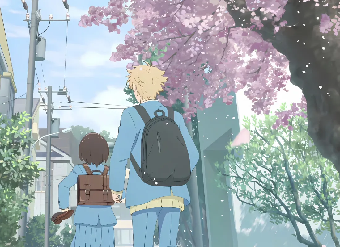 2k跃动青春壁纸｜樱花街道 - 志摩聪介美津未「哲风壁纸」