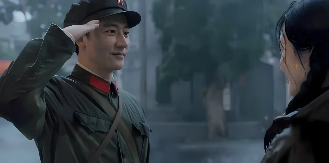 2k芳华壁纸｜黄轩敬礼背景图片 - 军装雨天「哲风壁纸」