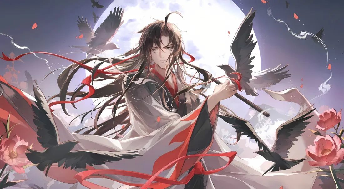 2k魔道祖师壁纸｜古风背景图片 - 魏无羡 黑鸟 玫瑰「哲风壁纸」
