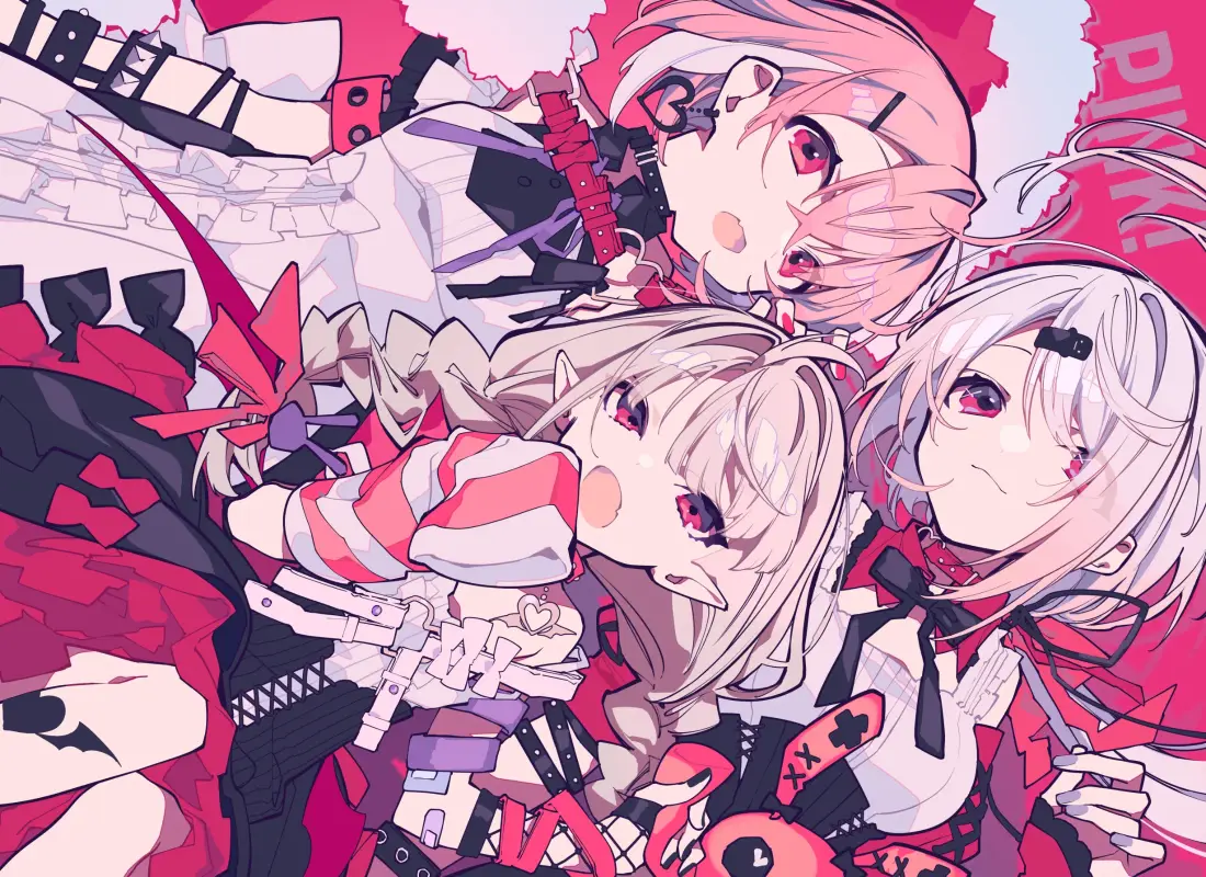 2k二次元美少女壁纸｜红粉背景 - 粉系「哲风壁纸」