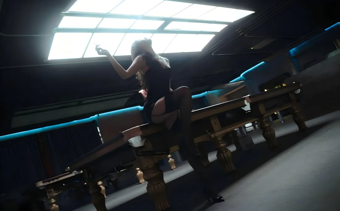 6k黑丝美女壁纸｜台球室背景 - 性感写真「哲风壁纸」