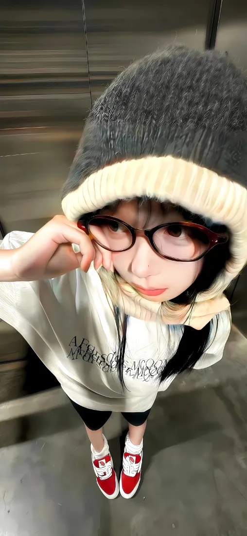 可爱女孩手机壁纸｜红鞋背景 - 眼镜娘「哲风壁纸」