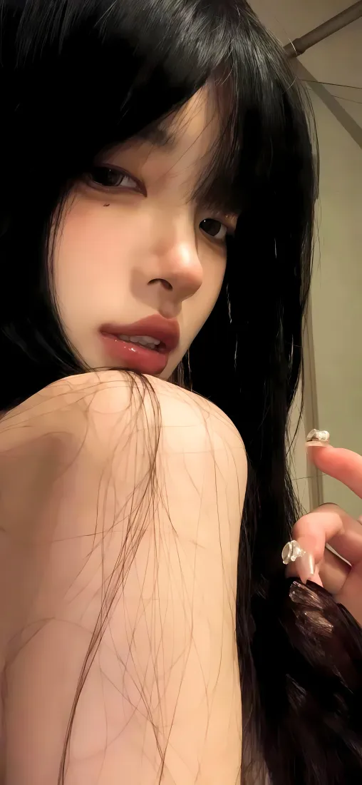 黑长直美女手机壁纸｜室内背景 - 美甲精致「哲风壁纸」