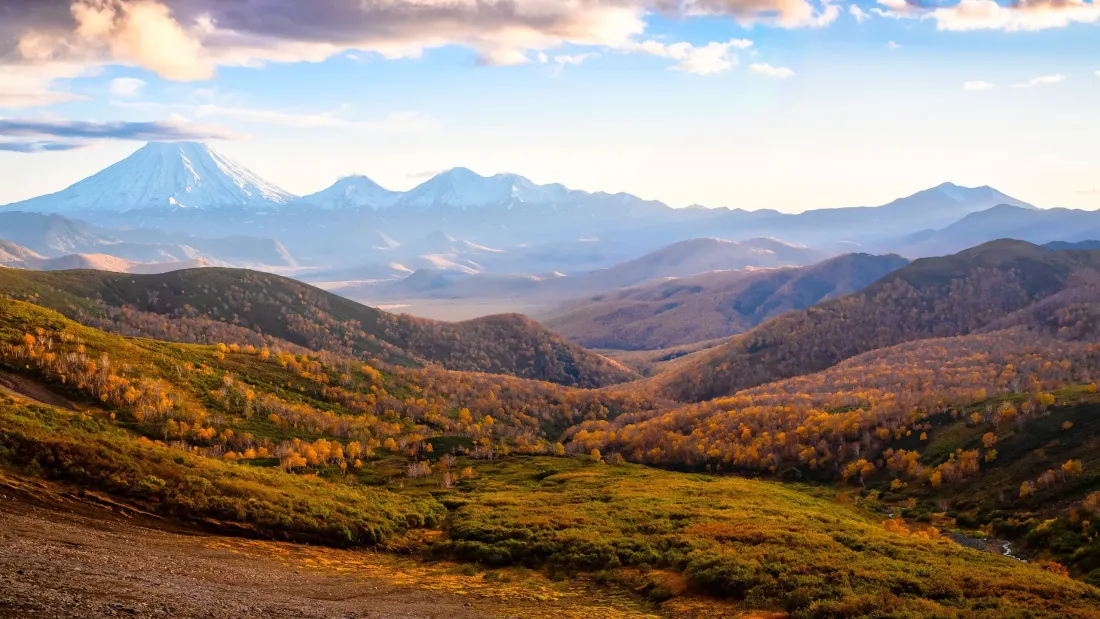 3k秋景山脉壁纸｜自然风景 - 枫树蓝天「哲风壁纸」