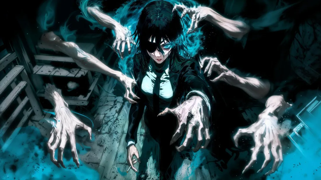 3k蓝瞳西服角色壁纸｜暗黑多手背景图片 - 二次元「哲风壁纸」