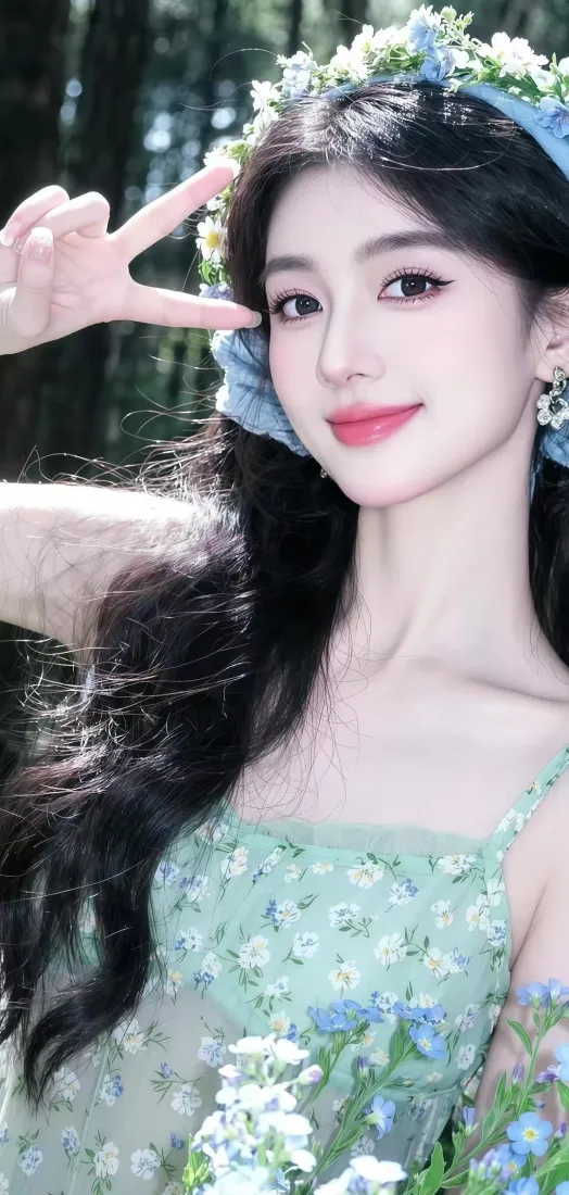 绿裙美女手机壁纸｜森系背景 - Ios「哲风壁纸」