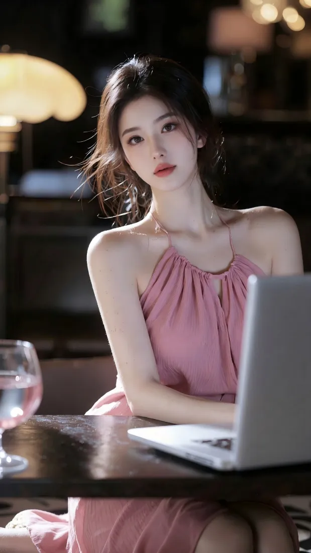 粉色裙美女手机壁纸｜室内背景图片 - 优雅「哲风壁纸」