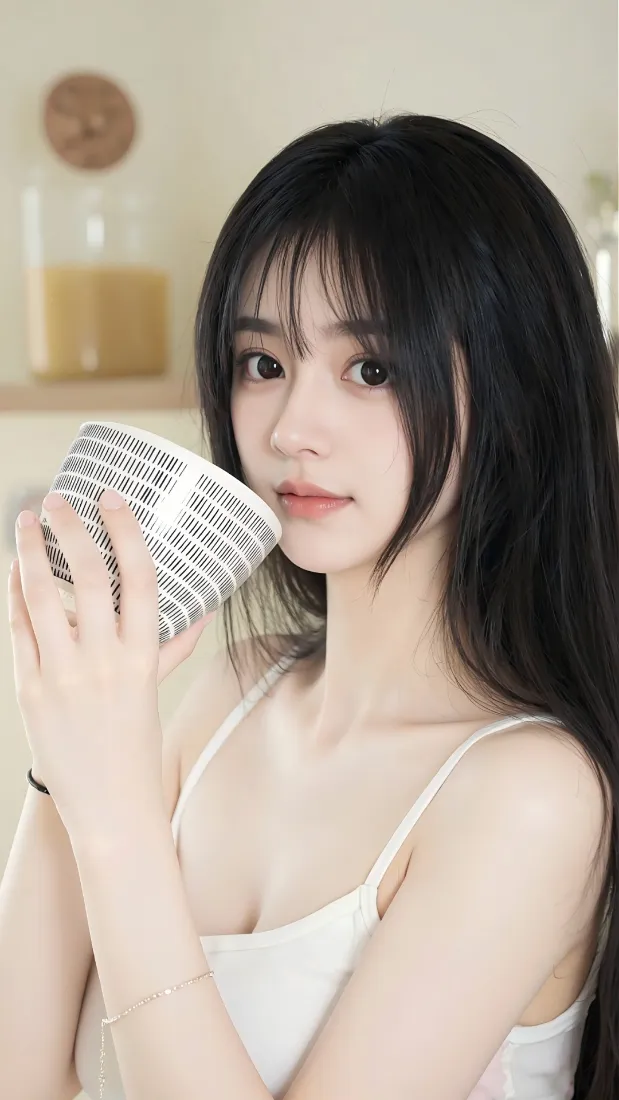 白衣美女手机壁纸｜室内背景 - 长发「哲风壁纸」