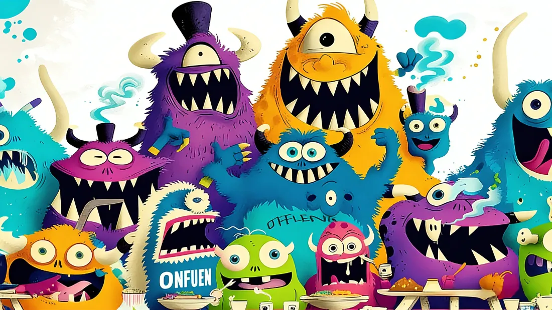 4k卡通怪物壁纸｜多彩怪物背景图片 - OPEN「哲风壁纸」