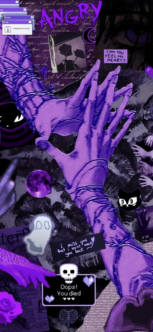 紫色手哥特风手机壁纸｜暗黑骷髅 - 艺术「哲风壁纸」