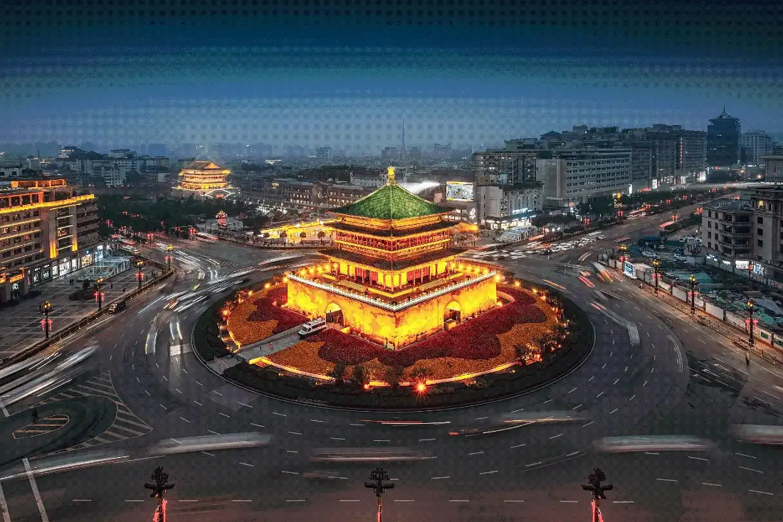 2k西安钟楼壁纸｜夜景背景图片 - 城市古建筑「哲风壁纸」