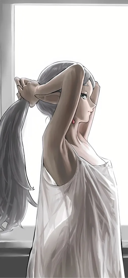 葬送的芙莉莲手机壁纸｜窗边白裙背景 - 性感芙莉莲「哲风壁纸」