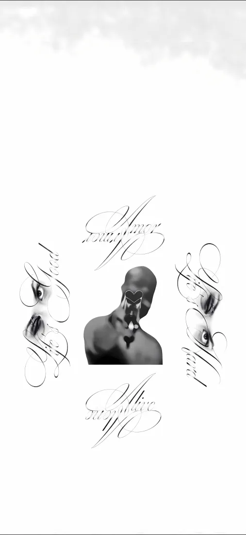 黑白线条文字手机壁纸｜简约背景 - 人物艺术「哲风壁纸」