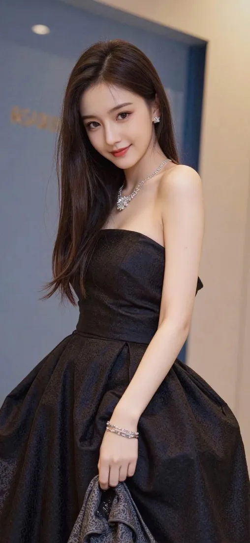 黑衣美女手机壁纸｜室内背景图片 - 时尚优雅「哲风壁纸」