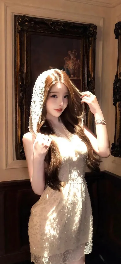 白衣美女头纱手机壁纸｜室内 - 精致穿搭「哲风壁纸」