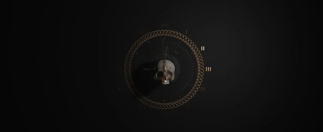 3k骷髅时钟壁纸｜暗黑背景 - 哥特「哲风壁纸」