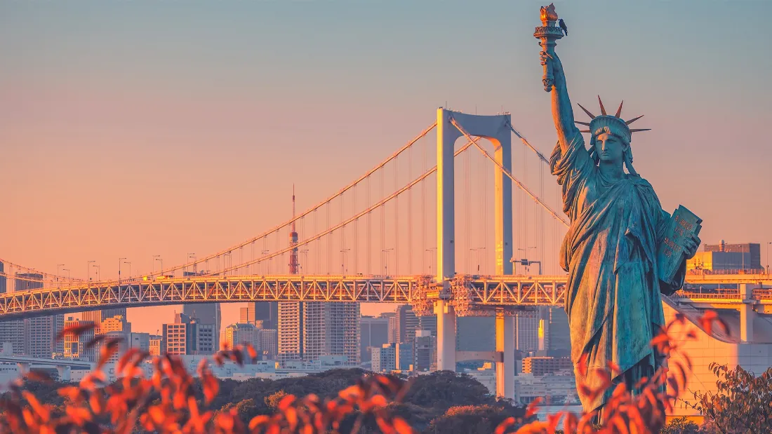 2k自由女神像壁纸｜东京城市风景 - 黄昏「哲风壁纸」