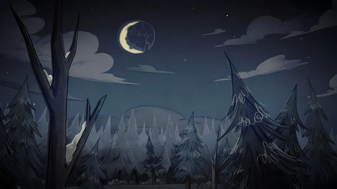 4k饥荒壁纸｜夜景森林背景图片 - 月亮夜晚「哲风壁纸」