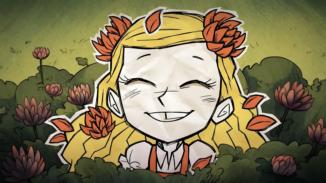 4k饥荒温蒂壁纸｜花丛背景 - 微笑角色「哲风壁纸」