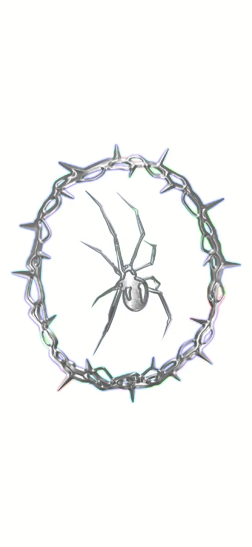 蜘蛛荆棘圆环手机壁纸｜简约金属背景 - 插画「哲风壁纸」