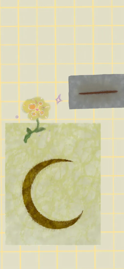 小黄花月牙手机壁纸｜简约治愈背景图片 - 清新柔和「哲风壁纸」