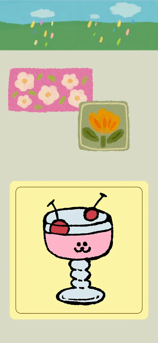 卡通治愈手机壁纸｜可爱饮品 - 小花樱桃「哲风壁纸」