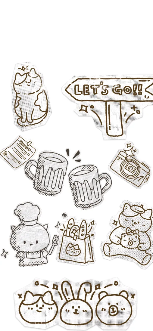 可爱卡通线稿手机壁纸｜治愈背景图 - 简约猫咪兔子「哲风壁纸」