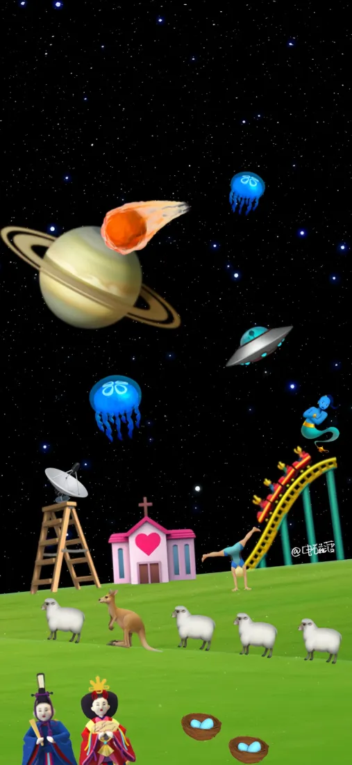 卡通游乐园手机壁纸｜星空背景 - 可爱动物「哲风壁纸」